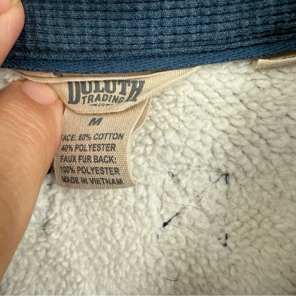 Duluth Trading Shirt Jacket Mens Size M Fleece Lined Blue Button Burly Shacket - Picture 11 of 15